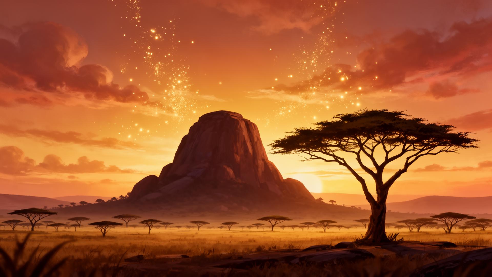 Savana ao pôr do sol